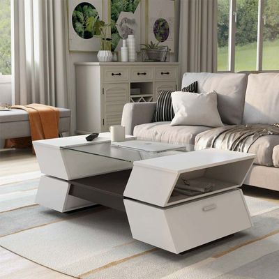 Turner Contemporary Two-tone Multi-storage Coffee Table-White