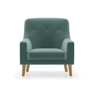 Hagen Velvet Lounge Chair-Linen-Green