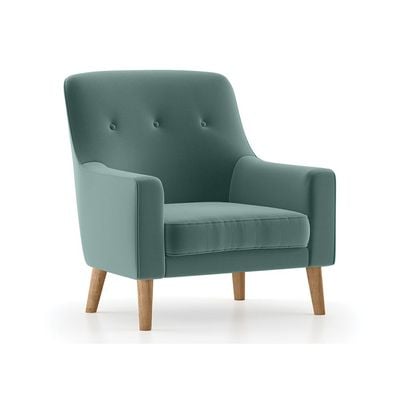 Hagen Velvet Lounge Chair-Linen-Green