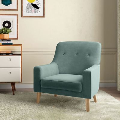 Hagen Velvet Lounge Chair-Linen-Green