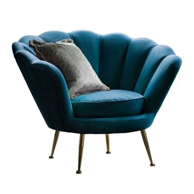 Sapri Velvet Lounge Chair-Velvel-Blue