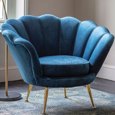 Sapri Velvet Lounge Chair-Velvel-Blue