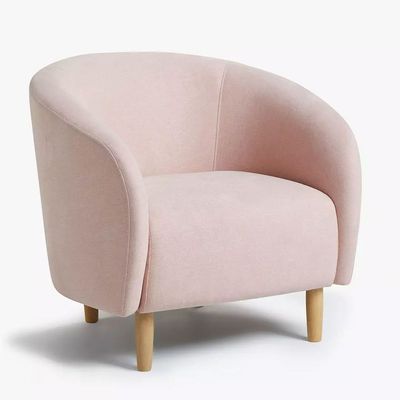 Scoop Round Armchair-Velvet-Pink