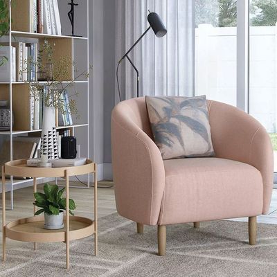 Scoop Round Armchair-Velvet-Pink