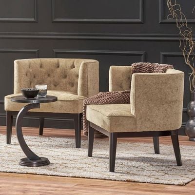 Gilmanton Wide Tufted Club Chair (Set of 2)-Beige