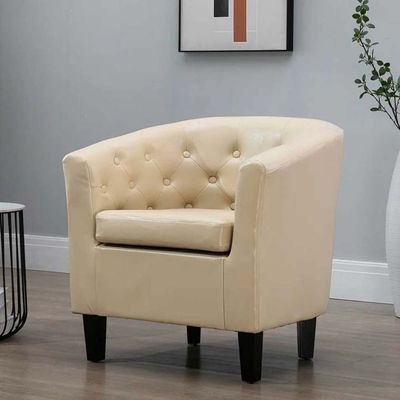 Tufted Tub Chair-Beige