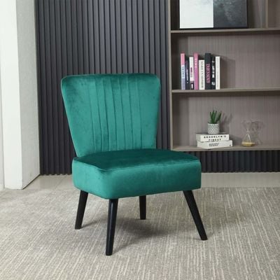 Neo Shell Velvet Accent Chair in Green Color