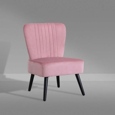 Neo Shell Velvet Accent Chair in Pink Color