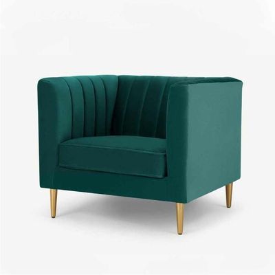 Box Tufted Channel Armchair-Green