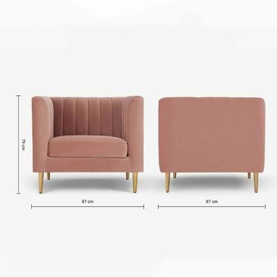 Box Tufted Channel Armchair-Pink