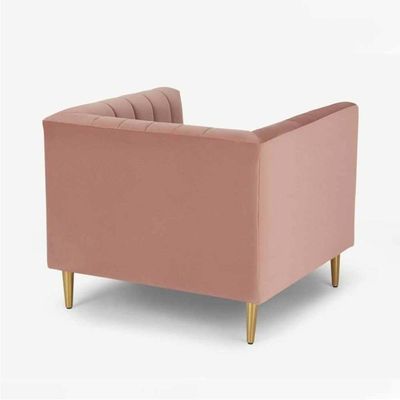 Box Tufted Channel Armchair-Pink