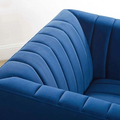 Box Tufted Channel Armchair-Blue