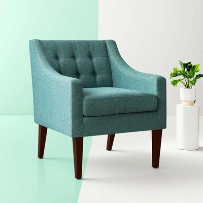 Clopton Upholstered Armchair in Teal Color-Grey