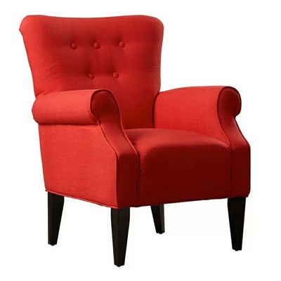 Andrew Button Tufted Arm Chair in Red Color