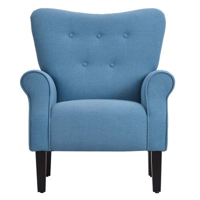 Andrew Button Tufted Arm Chair in Blue Color