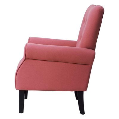 Andrew Button Tufted Arm Chair in Rose Color