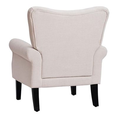 Andrew Button Tufted Arm Chair in Ivory Color