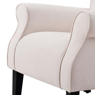 Andrew Button Tufted Arm Chair in Ivory Color