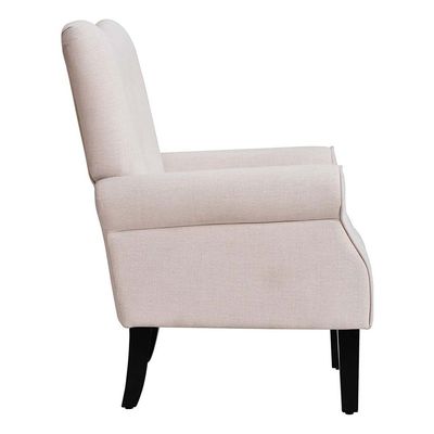 Andrew Button Tufted Arm Chair in Ivory Color