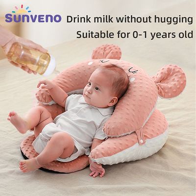 Sunveno Baby Anti - Reflux Feeding Pillow w / C Shapped Seating Pillow - Pink