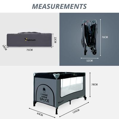 Teknum Astronaut Playard and Cot Grey