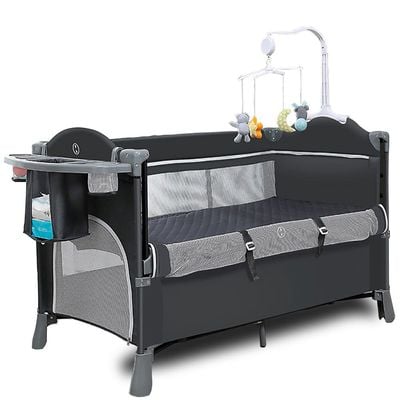 Teknum 4 in 1 Baby Bedside Co - Sleeper Bassinet and Playpen wt Rocker Grey