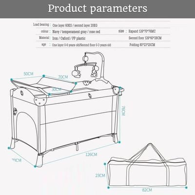 Teknum 4 in 1 Baby Bedside Co - Sleeper Bassinet and Playpen wt Rocker Navy Blue