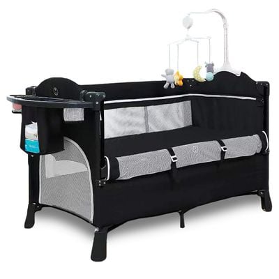 Teknum 4 in 1 Baby Bedside Co - Sleeper Bassinet and Playpen wt Rocker Black