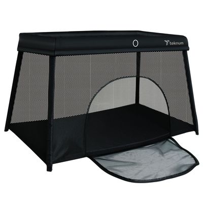 Teknum Portable Quick fold Playard & Cot with Zipper Door & Carry Bag - Midnight Black