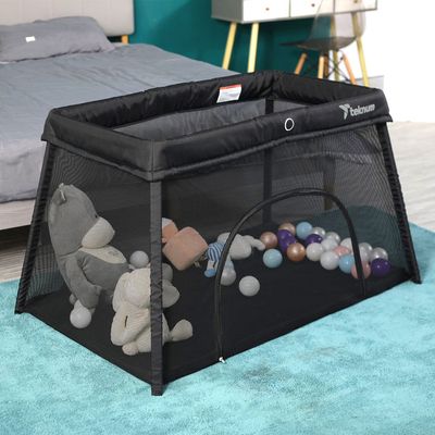 Teknum Portable Quick fold Playard & Cot with Zipper Door & Carry Bag - Midnight Black