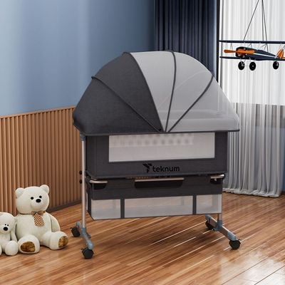 Teknum Moonlight Bedside Crib - Dark Grey