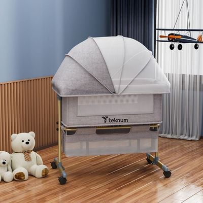 Teknum Sunshine Bedside Crib - Light Grey