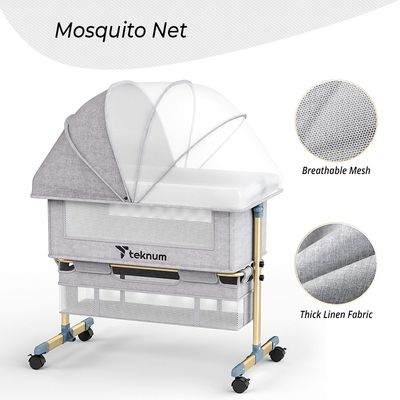 Teknum Sunshine Bedside Crib - Light Grey