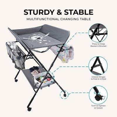 Teknum 4 - in - 1 Diaper Changing Table Organizer - Grey