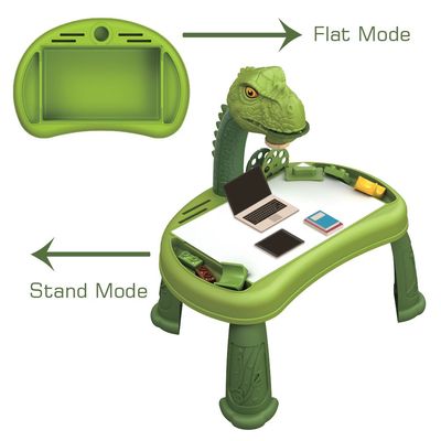 Little Story DIY T - Rex 3 - IN - 1 Spinning Puzzle Block Table, Projection Drawing Board & Learning Table Set (81 Pcs), STEM Series - Multicolor