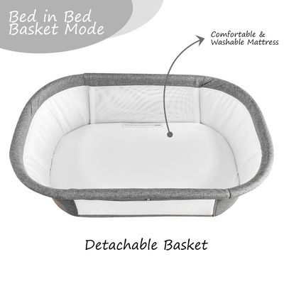 Teknum 3-In-1 Baby Rocker Bassinet/ Infant Crib W/ Mosquito Net - Grey