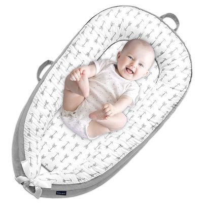 Little Story Soft Breathable Fiberfill Newborn Lounger Bed - Arrow Grey