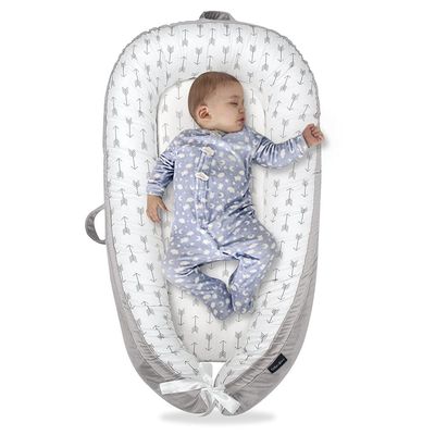 Little Story Soft Breathable Fiberfill Newborn Lounger Bed - Arrow Grey