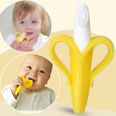 Eazy Kids - Baby Banana Toothbrush and Teether - Yellow