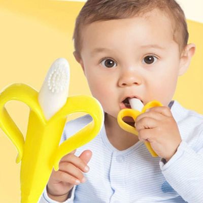 Eazy Kids - Baby Banana Toothbrush and Teether - Yellow