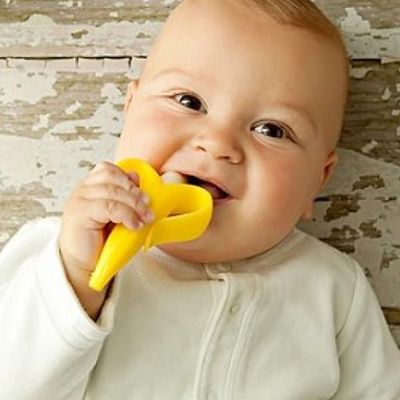 Eazy Kids - Baby Banana Toothbrush and Teether - Yellow