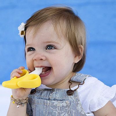 Eazy Kids - Baby Banana Toothbrush and Teether - Yellow