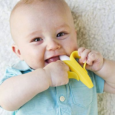 Eazy Kids - Baby Banana Toothbrush and Teether - Yellow