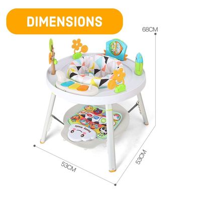 Teknum 4 - IN - 1 Activity Jumper / Feeding Chair / Drawing Table / Playing Station w / Musical Mat, Detachable Toys & Musical Piano - White