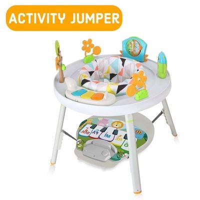 Teknum 4 - IN - 1 Activity Jumper / Feeding Chair / Drawing Table / Playing Station w / Musical Mat, Detachable Toys & Musical Piano - White