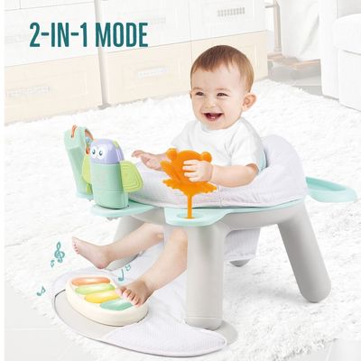 Teknum 2-In-1 Dining Chair/ Toddler Play Seat W/ Pedal Piano -White