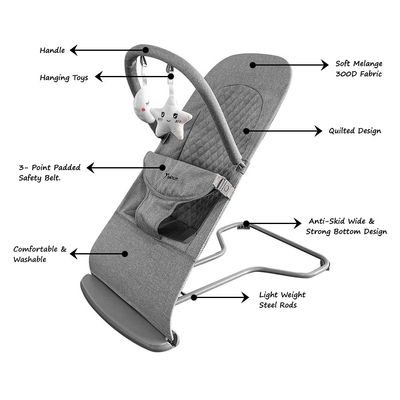 Teknum 3 - Stage Baby Bouncer / Recliner Seat - Grey