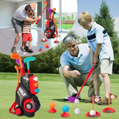 Little Story Kids Golf Kit w / Mobility Cart, 3 Golf Clubs, 6 Golf Balls, 2 Base, 2 Flag & 2 Practice Holes