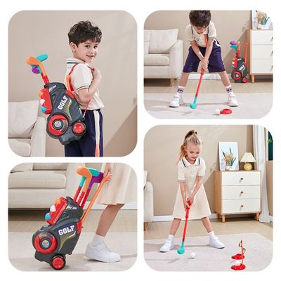 Little Story Kids Golf Kit w / Mobility Cart, 3 Golf Clubs, 6 Golf Balls, 2 Base, 2 Flag & 2 Practice Holes