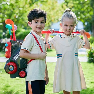 Little Story Kids Golf Kit w / Mobility Cart, 3 Golf Clubs, 6 Golf Balls, 2 Base, 2 Flag & 2 Practice Holes